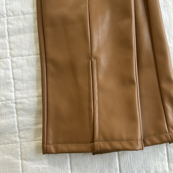 Brown Leather Leggings. Ankle slit. Never worn. - Picture 2 of 4
